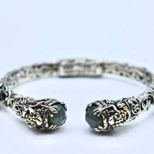 Artisan Crafted by Robert Manse Sterling & 18K Semi-Precious Gemstone Cuff